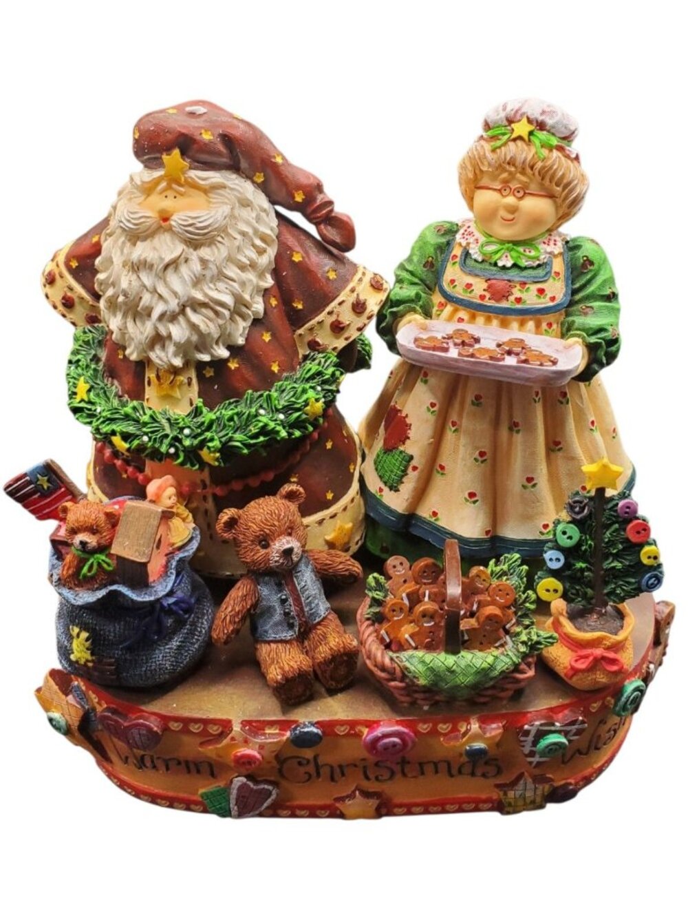 Debra Jordan Bryan "Warm Christmas Wishes" Santa & Mrs. Claus Figurine Music Box